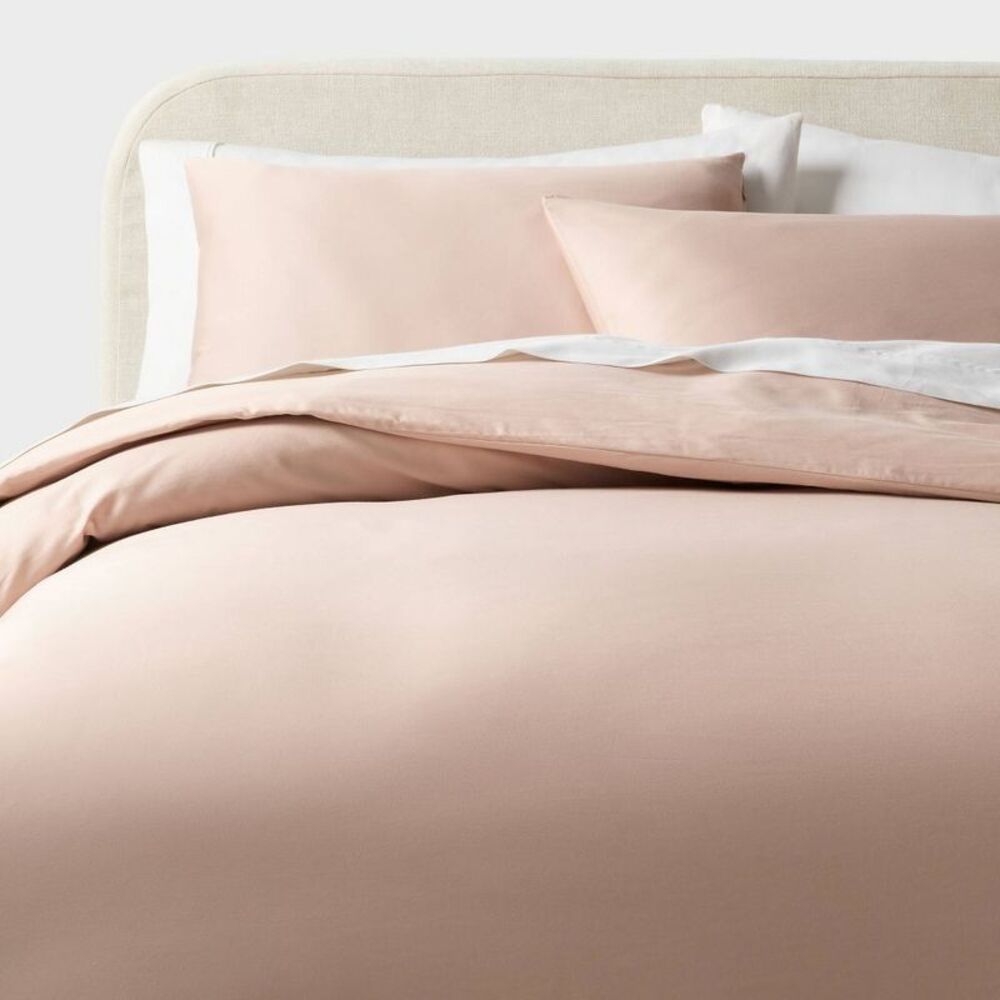 King Performance Sateen Duvet Cover and Sham Set Pink - Threshold